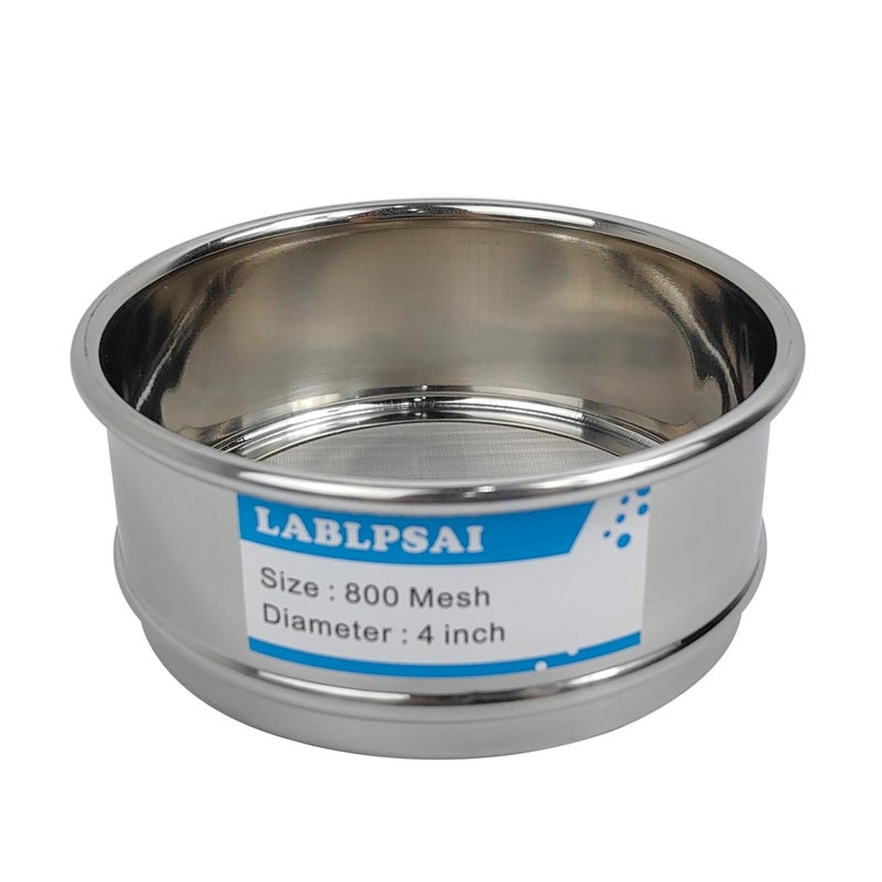 LABLPSAI 800 Mesh Lab Sieves 4" Diameter 304 Stainless Steel Wire Cloth Test Sieve for Industrial Laboratory Home - Image 1